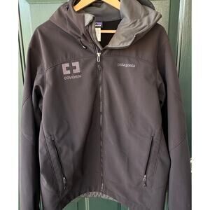 Patagonia Adze Hoody Men’s L Black Polartec Softshell Jacket Rare Corporate Logo